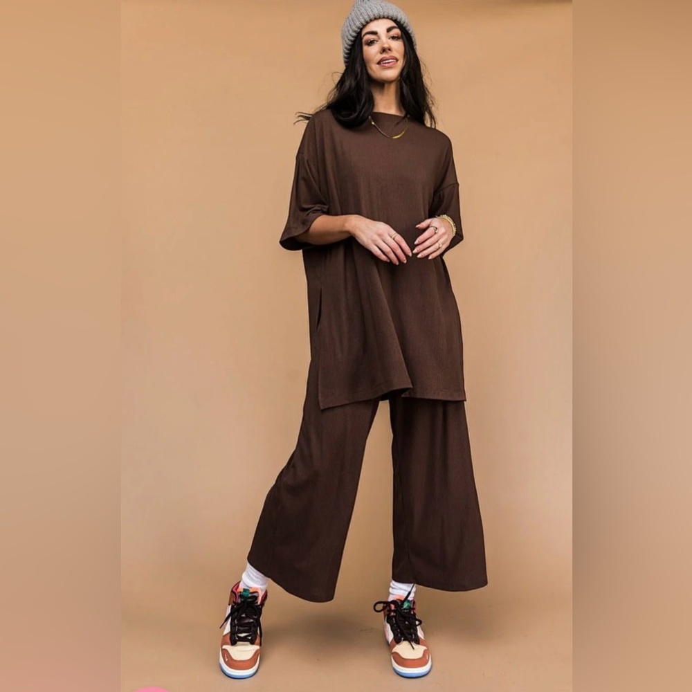 LALA ORIGINAL Dressed in LALA Lex Ribbed Playsuit in Mocha Jumpsuit Set (S) - Picture 6 of 17